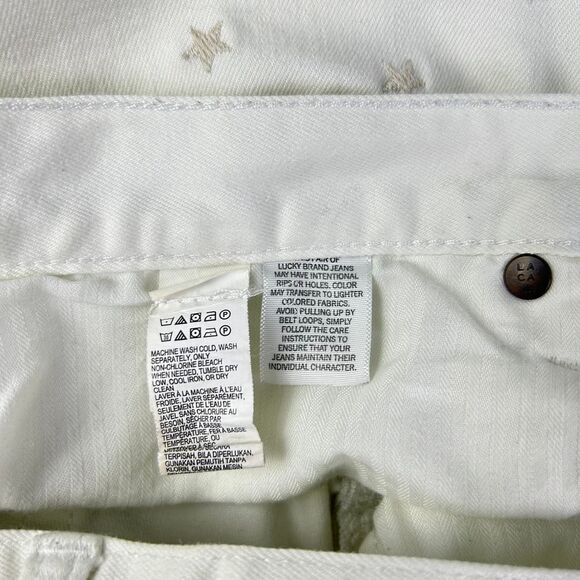 Lucky Brand White Embroidered Star Denim Laguna Shorts Women's 8 / 29 Zip Fly - Picture 8 of 12